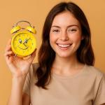 Retro Twin Bell Alarm Clock with Smiley Dial | Loud Alarm, Metal Body, Analog Display, Battery Operated | Bedside/Table Clock (Yellow)