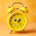 Retro Twin Bell Alarm Clock with Smiley Dial | Loud Alarm, Metal Body, Analog Display, Battery Operated | Bedside/Table Clock (Yellow)