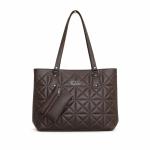 Premium Quilted Faux Leather Shoulder Tote – Brown | Women’s Luxury Handbag