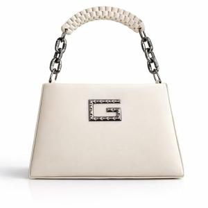 Women’s Tan Faux Leather Handbag | Structured Top Handle Shoulder Bag with Chain