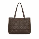Premium Quilted Faux Leather Shoulder Tote – Brown | Women’s Luxury Handbag