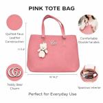 Pink Handbag for Women with Teddy Bear Charm | Cute Fashion Tote Bag