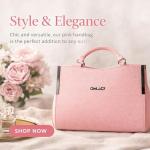 Blush Pink Structured Handbag for Women | Faux Leather Shoulder Tote
