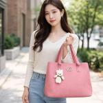 Pink Handbag for Women with Teddy Bear Charm | Cute Fashion Tote Bag