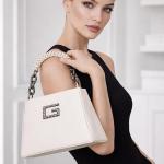 Women’s Tan Faux Leather Handbag | Structured Top Handle Shoulder Bag with Chain