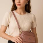Women’s Small Dark Red Sling Handbag with Top Handles – Lightweight Daily Purse