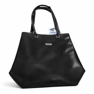 Stylish Women?s Black Tote Bag with Textured Finish | Shoulder Handbag for Office & Daily Use