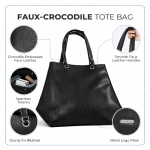 Stylish Women?s Black Tote Bag with Textured Finish | Shoulder Handbag for Office & Daily Use