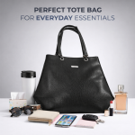 Stylish Women?s Black Tote Bag with Textured Finish | Shoulder Handbag for Office & Daily Use