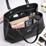 Stylish Women?s Black Tote Bag with Textured Finish | Shoulder Handbag for Office & Daily Use