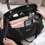 Stylish Women?s Black Tote Bag with Textured Finish | Shoulder Handbag for Office & Daily Use