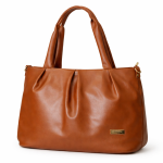 Women's Brown Faux Leather Tote Bag, Spacious Shoulder Handbag with Zip Closure, for Office, Travel and Daily Use