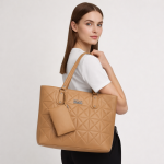 Pink Textured Tote Handbag