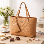 Pink Textured Tote Handbag