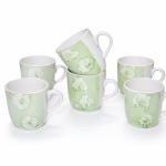 Ceramic Tea Mug & Bowl Gift Set (6 Tea Mugs + 2 Ceramic Bowls) Premium Quality Tea Cup Set for Home Kitchen Office Stylish Tea Coffee Serving Set with Gift Box | Green