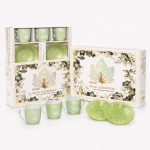 Ceramic Tea Mug & Bowl Gift Set (6 Tea Mugs + 2 Ceramic Bowls) Premium Quality Tea Cup Set for Home Kitchen Office Stylish Tea Coffee Serving Set with Gift Box | Green