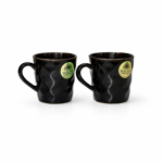 Elegant Ceramic Tea Cup Set with Serving Platter | 2 Tea Cups with 2 Tray | Premium Drinkware Set for Tea Coffee Serving | Stylish Cup Set for Home Kitchen Dining & Gifting | Black