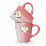 Ceramic Mug Set of 2 Matching Coffee Cups Premium Ceramic Tea Coffee Mug Set for Home Kitchen Office Stylish Drinking Cups for Tea Coffee Milk Hot Beverages | Pink