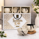 Ceramic Tea Mug & Bowl Gift Set (6 Tea Mugs + 2 Ceramic Bowls) Premium Quality Tea Cup Set for Home Kitchen Office Stylish Tea Coffee Serving Set with Gift Box