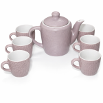 Ceramic Tea Set with Kettle and 6 Cups Tea Cup Set with Teapot Stylish Drinkware Set for Tea Coffee Serving Home Kitchen Dining Table Gift Set