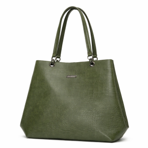 Olive Green Croc-Textured Tote Handbag | Women?s Structured Daily Use Bag