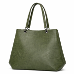 Olive Green Croc-Textured Tote Handbag | Women?s Structured Daily Use Bag
