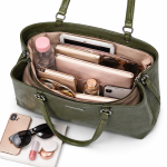 Olive Green Croc-Textured Tote Handbag | Women?s Structured Daily Use Bag