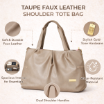 Women’s Sky Blue Soft PU Leather Shoulder Tote Bag with Double Handles, Spacious Handbag for Daily Use, Office, Travel & Casual Wear (Tote-Grey)