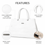 White Faux Leather Tote Bag for Women | Elegant Shoulder Handbag for Daily Use