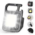 Rechargeable Mini COB LED Keychain Flashlight with Bottle Opener, Magnetic Base, Foldable Stand & Portable Emergency Work Light for Camping, Hiking, Car Repair and Outdoor Use