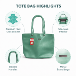 Mint Green Croc-Textured Tote Handbag | Women?s Stylish Shoulder Bag