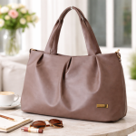 Women’s Sky Blue Soft PU Leather Shoulder Tote Bag with Double Handles, Spacious Handbag for Daily Use, Office, Travel & Casual Wear