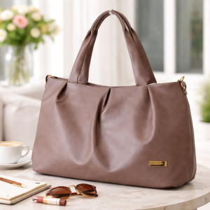 Women’s Sky Blue Soft PU Leather Shoulder Tote Bag with Double Handles, Spacious Handbag for Daily Use, Office, Travel & Casual Wear