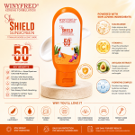 WINYFRED Skin Shield Sunscreen SPF 50 PA+++ with UVA/UVB Protection, Titanium Dioxide & Zinc Oxide Formula, Lightweight Non-Greasy Sunblock Cream for All Skin Types, 75gm
