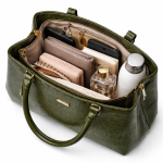 Olive Green Croc-Textured Tote Handbag | Women?s Structured Daily Use Bag