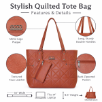 Classic Quilted Tote Handbag – Tan | Elegant Women’s Shoulder Bag