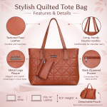 Classic Quilted Tote Handbag – Tan | Elegant Women’s Shoulder Bag