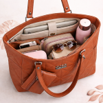 Classic Quilted Tote Handbag – Tan | Elegant Women’s Shoulder Bag