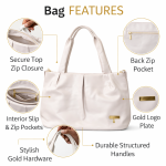 Women’s Sky Blue Soft PU Leather Shoulder Tote Bag with Double Handles, Spacious Handbag for Daily Use, Office, Travel & Casual Wear