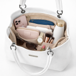 Elegant White Tote Handbag for Women | Structured Faux Leather Shoulder Bag