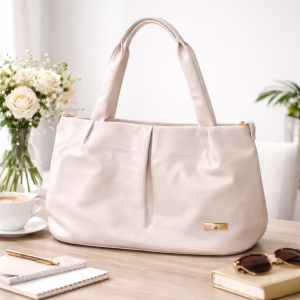 Women’s Sky Blue Soft PU Leather Shoulder Tote Bag with Double Handles, Spacious Handbag for Daily Use, Office, Travel & Casual Wear