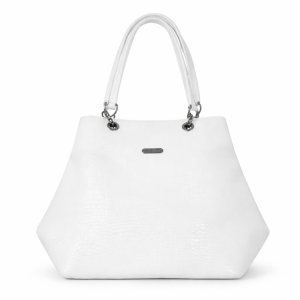 Elegant White Tote Handbag for Women | Structured Faux Leather Shoulder Bag