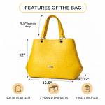 Yellow Croc-Textured Tote Handbag | Women?s Fashion Shoulder Bag