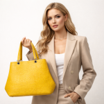 Yellow Croc-Textured Tote Handbag | Women?s Fashion Shoulder Bag
